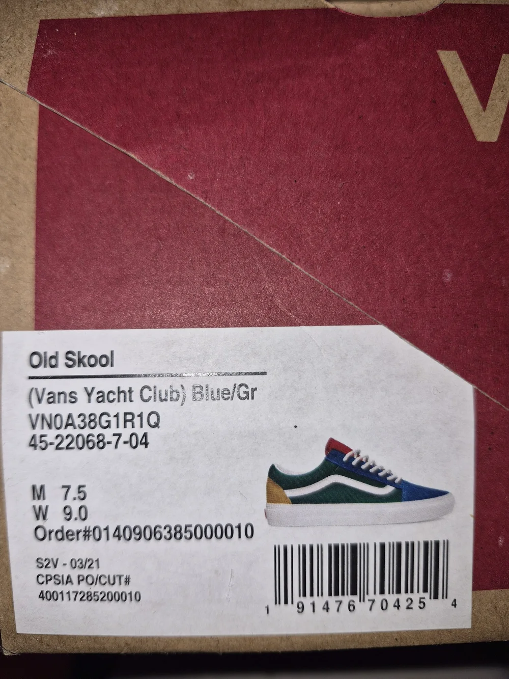 Vans Old Skool Low Top Sneakers - Blue/Green/Yellow